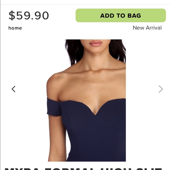 Navy blue off the shoulder dress - Picture 2 of 4